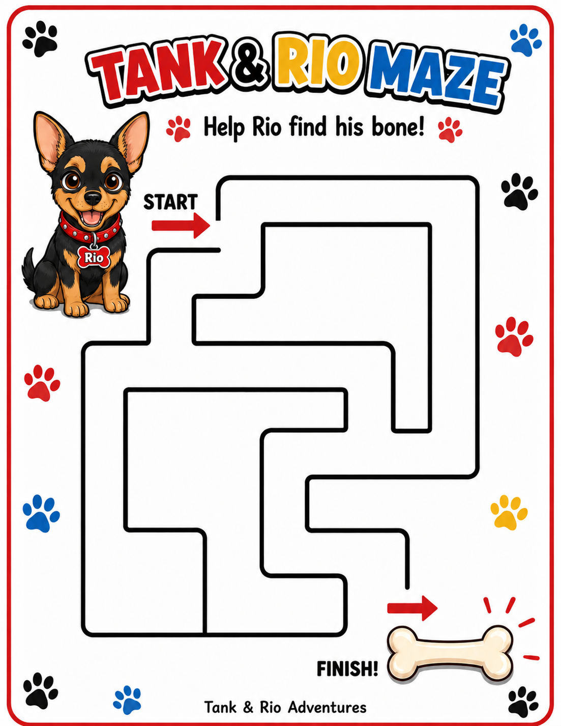 Rio maze — Help Rio Find His Bone printable maze